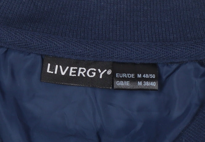 Livergy Men's Blue Full Zip Graphic Sweatshirt Size M