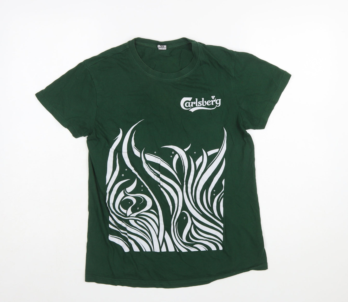 Roly Carlsberg Women's Green Cotton Graphic T-Shirt Size S