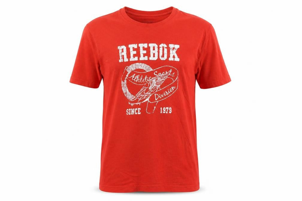 Reebok Men's Red Graphic Regular Fit Cotton T-Shirt Size L