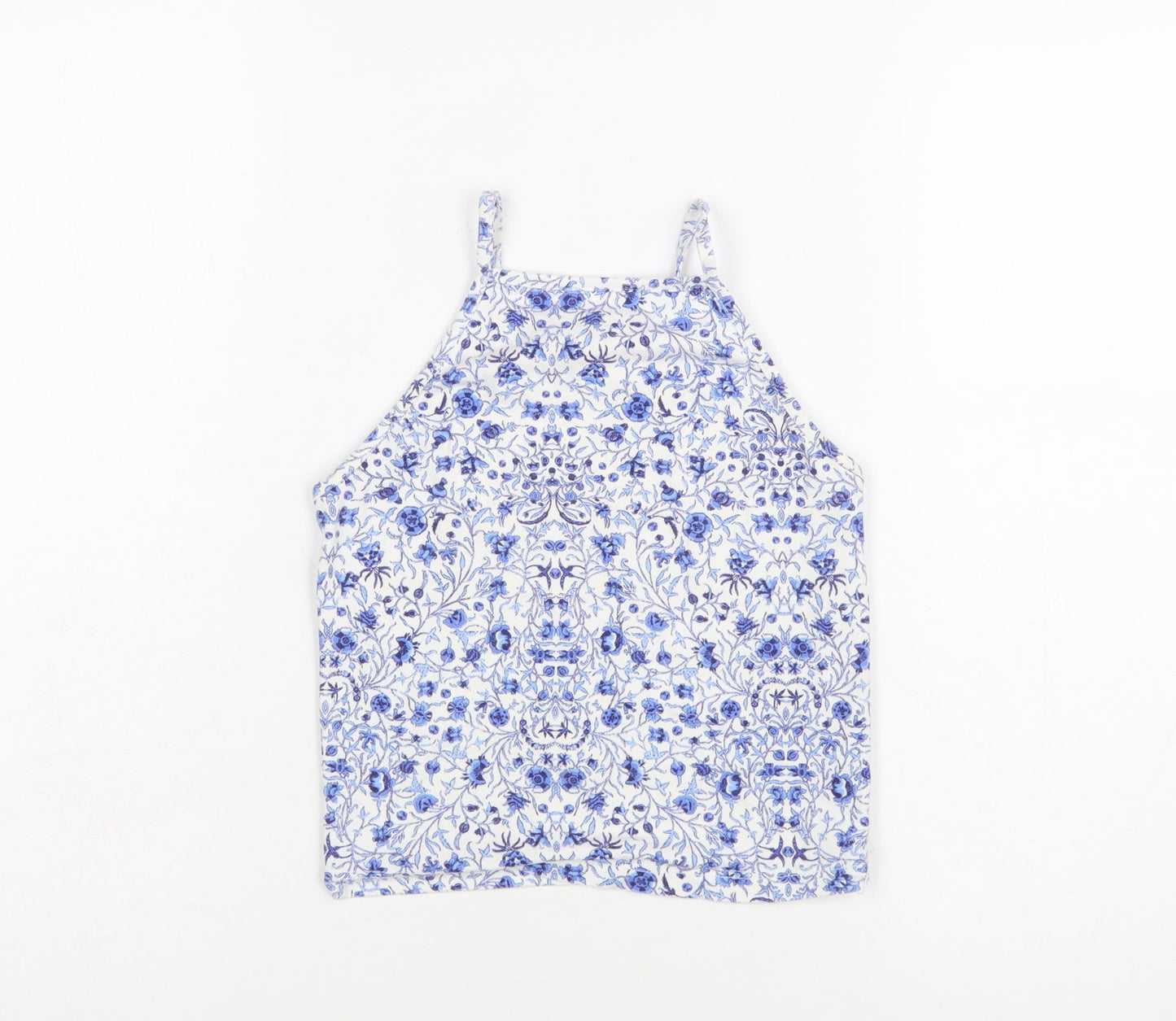 Miss Selfridge Women Blue Floral Halter Camisole Tank Top UK 8