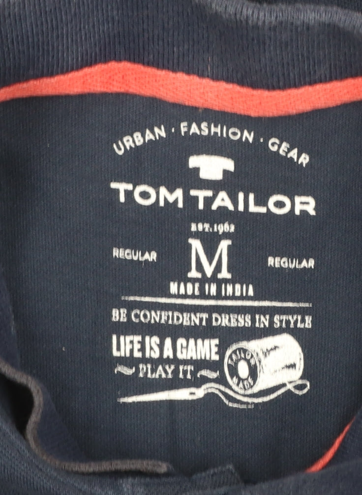 Tom Tailor Men's Blue Regular Fit Cotton Graphic Polo Shirt M