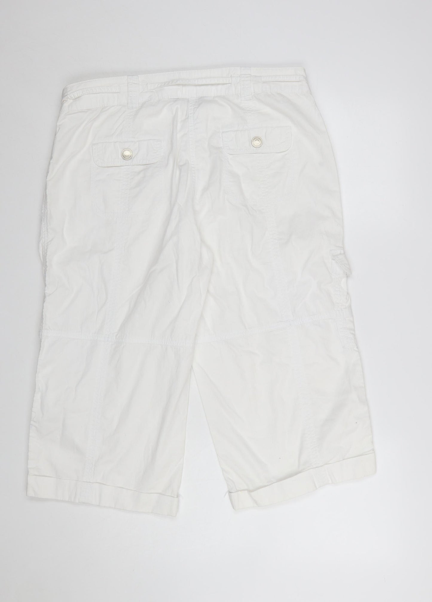Dorothy Perkins Women's White Cargo Trousers Size 14 Cotton Summer Wear