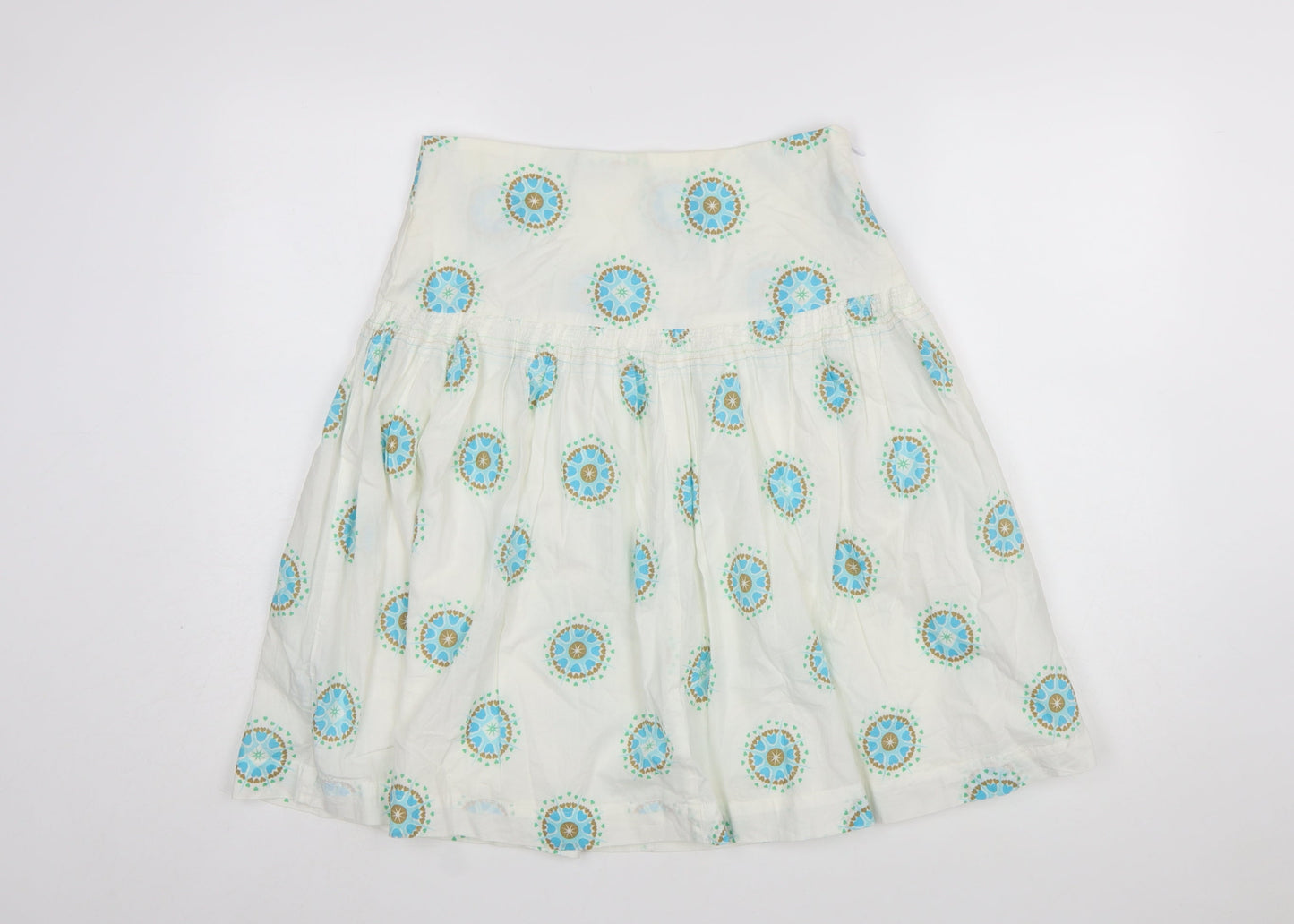 White Stuff Womens White Cotton A-Line Knee Length Skirt Size 10