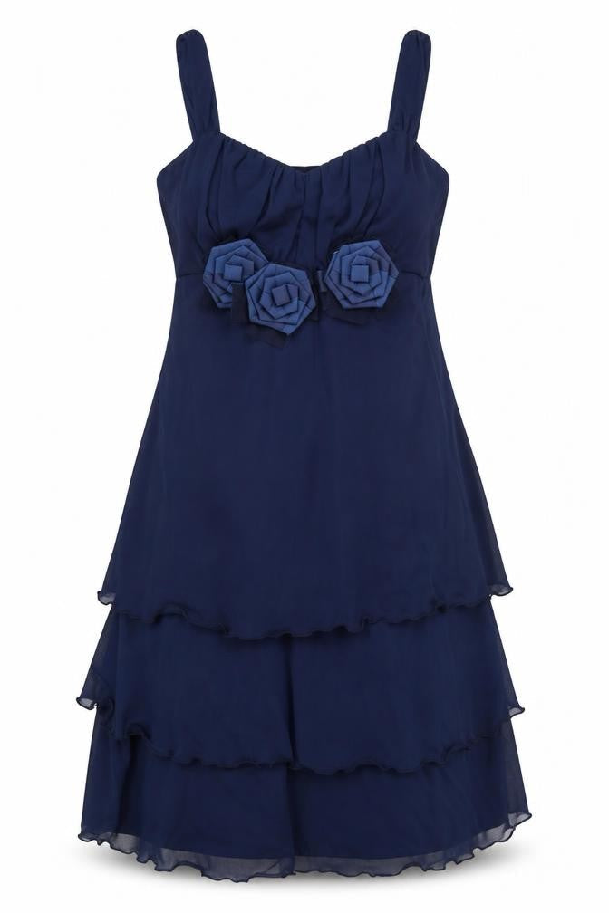 Lilly & Rose Women's Blue Size 16 A-Line Chiffon Party Dress
