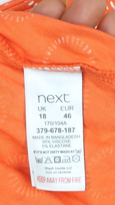 Next Women Orange Sleeveless Knee Length Sundress Size 18