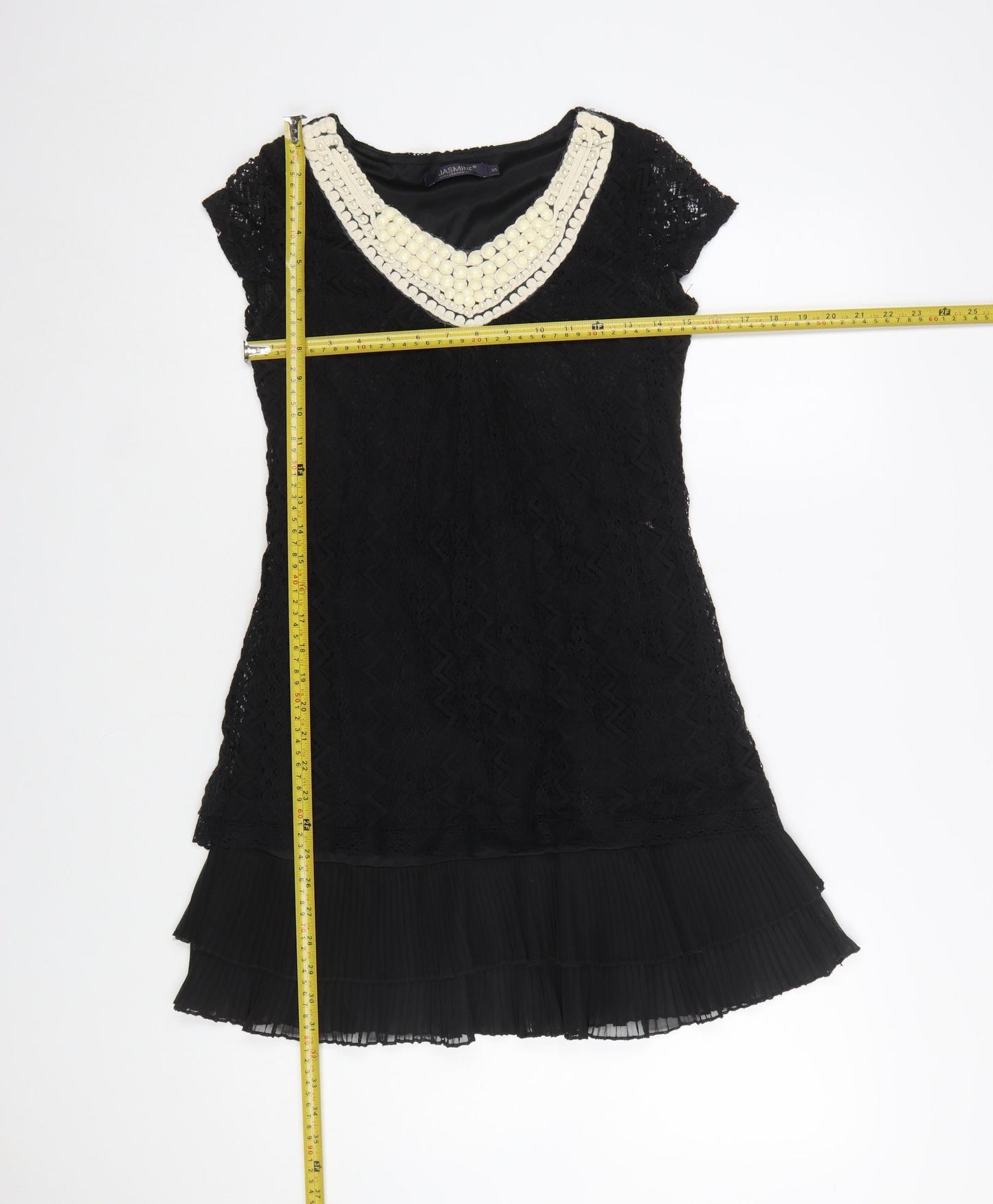 Jasmine London Women’s Black Lace Beaded Shift Dress Size S