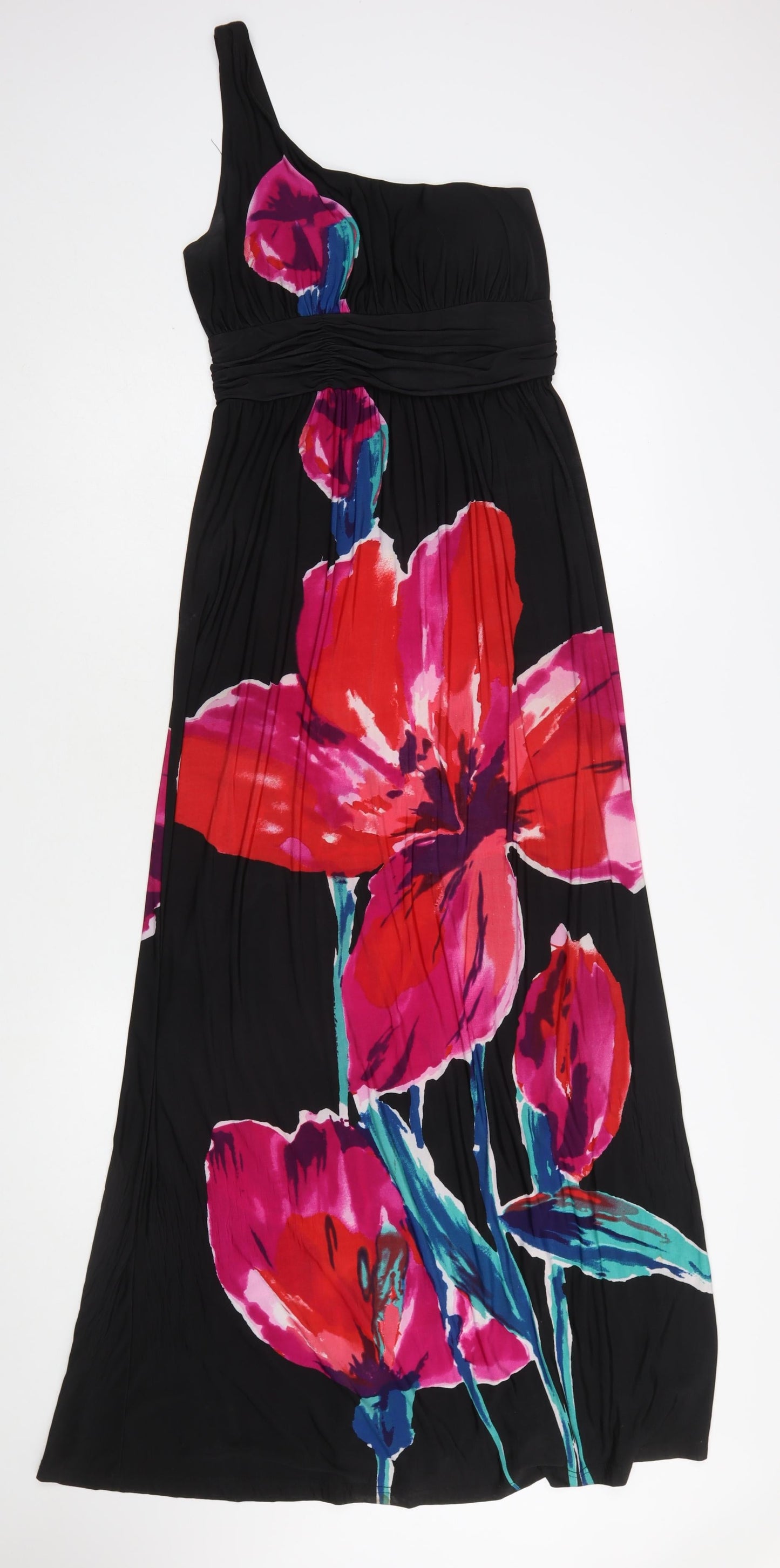 Mizumi Women’s Multicoloured Floral One Shoulder Long Dress M