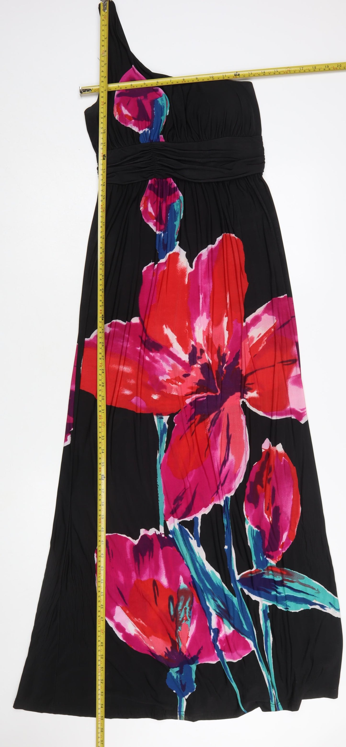 Mizumi Women’s Multicoloured Floral One Shoulder Long Dress M