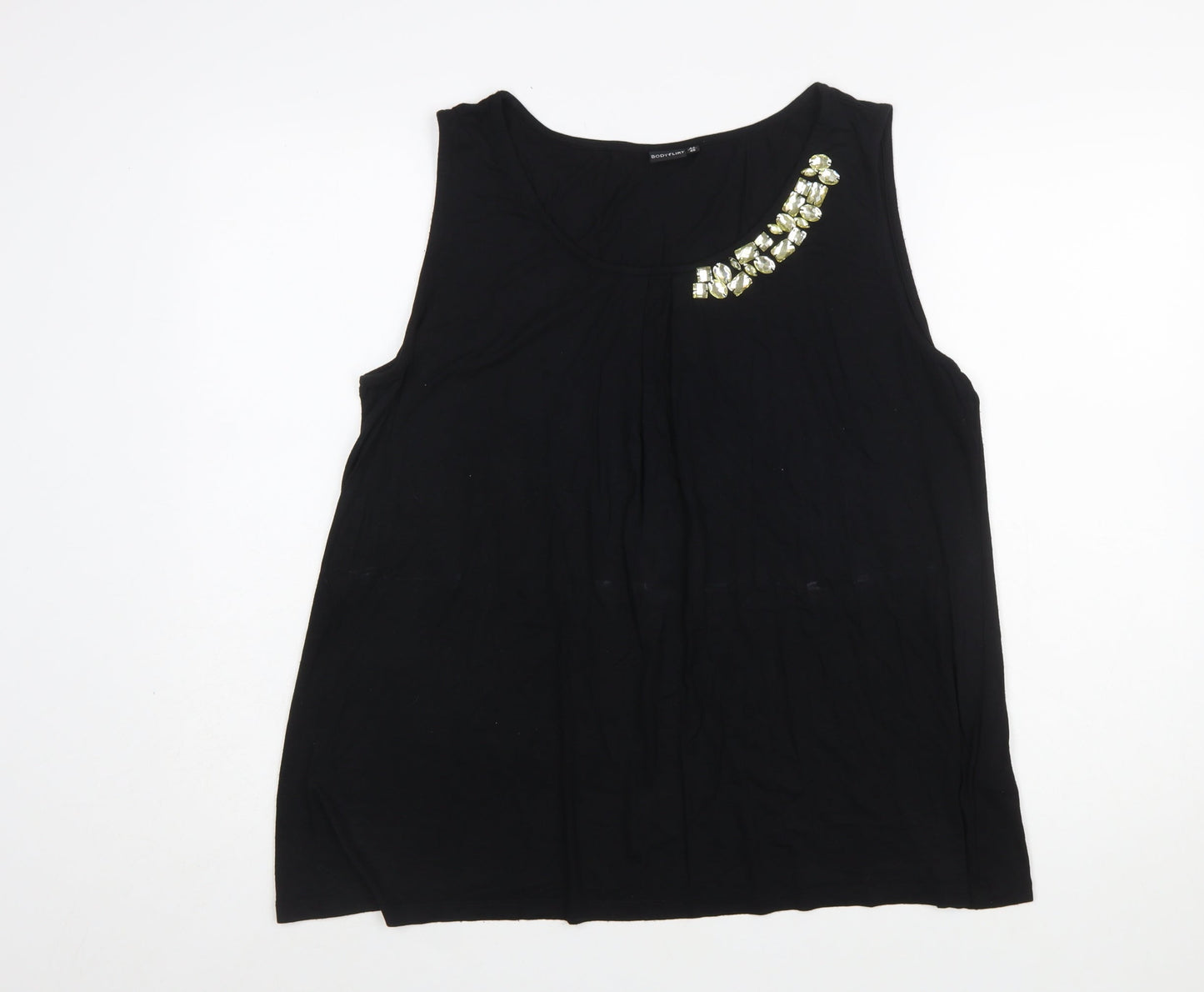 Bodyflirt Women’s Black Beaded Sleeveless Jersey Tank Top Size 16