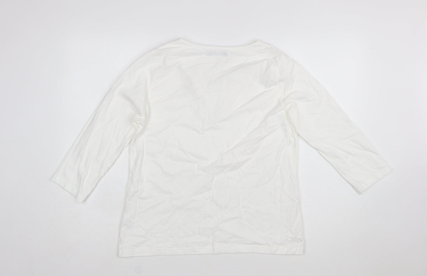 Dash Womens White Embroidered Cotton Tunic Blouse UK 16