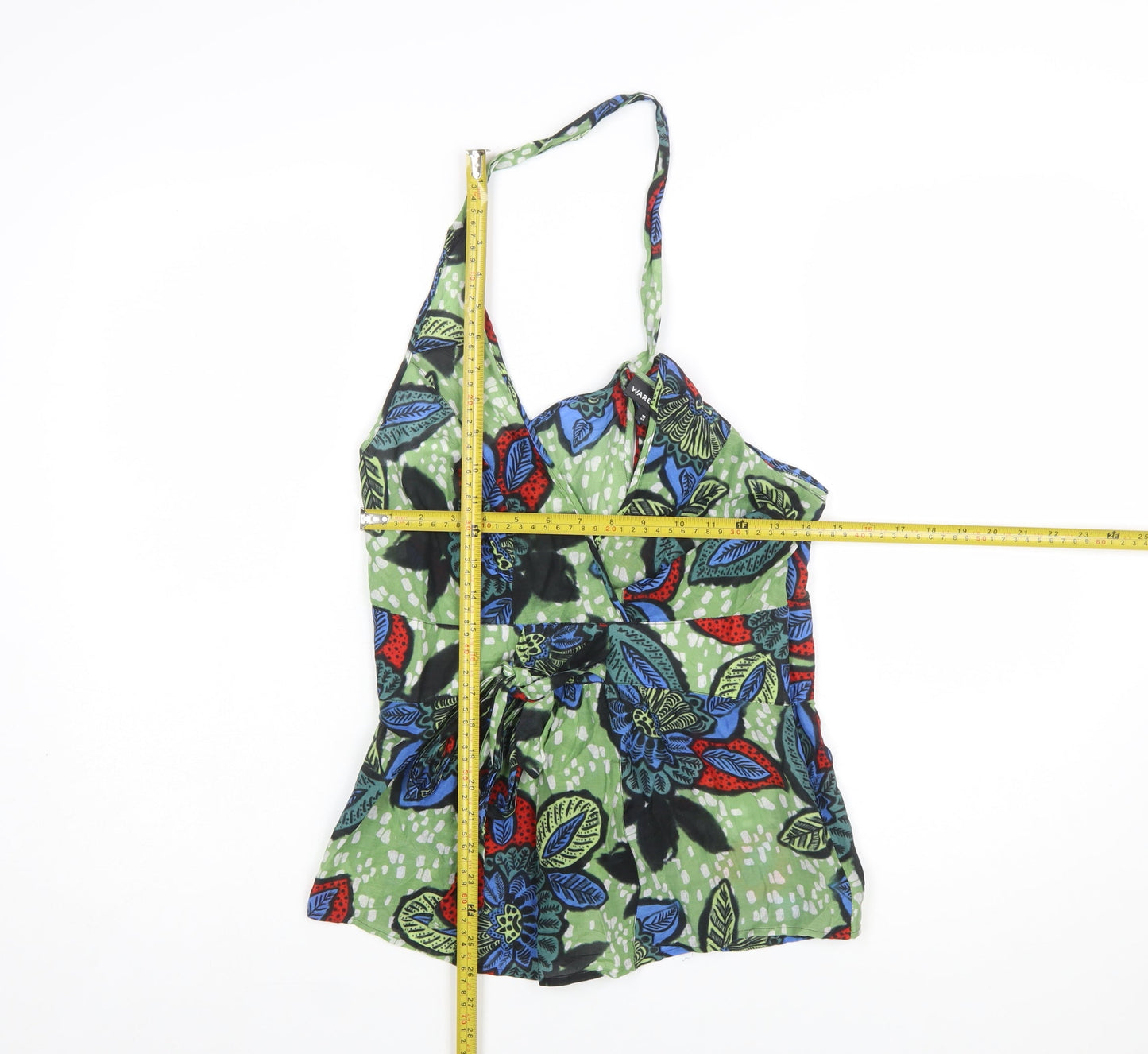 Warehouse Women's Multicoloured Floral Halter Wrap Tank Top Size 12