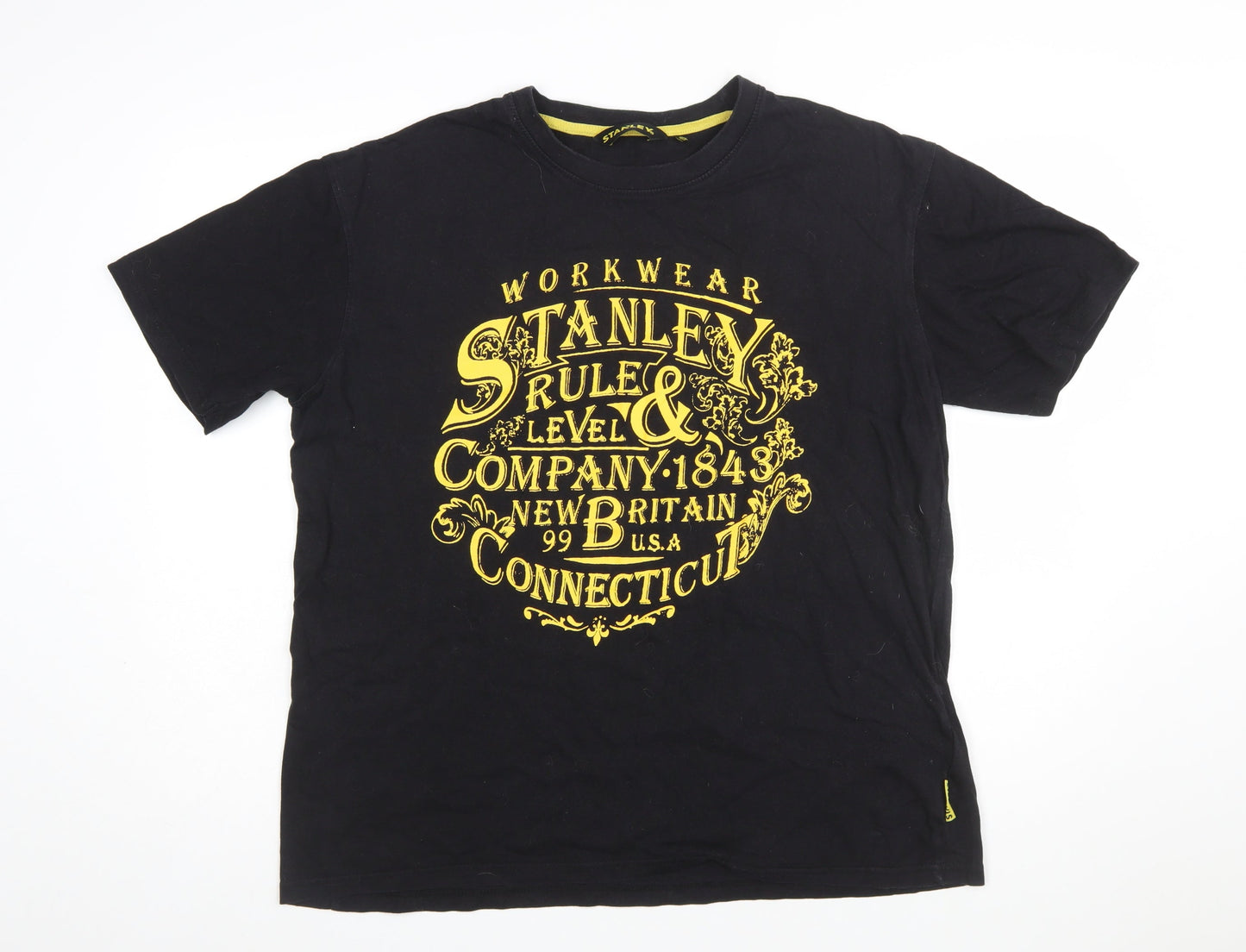 Stanley Workwear Men's Black Crew Neck Cotton Graphic T-Shirt XL