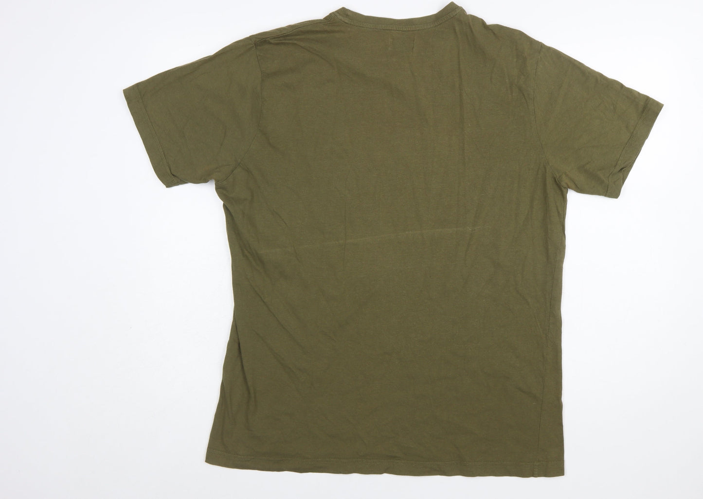 Enrico Coveri Men's Green 2XL Embroidered Sportswear Cotton T-Shirt