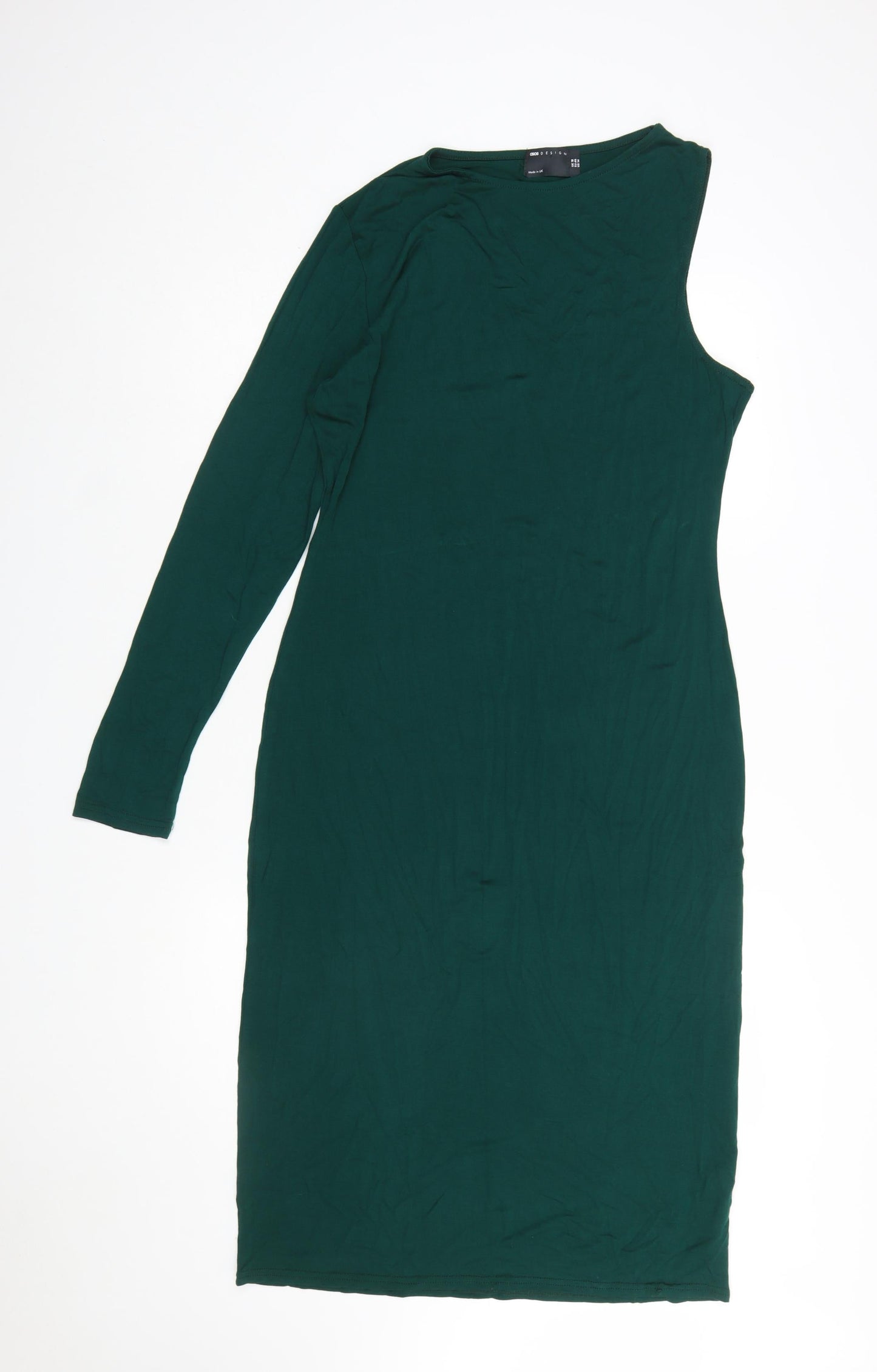ASOS Women’s Green Bodycon Midi Dress Size 18 Long Sleeve Asymmetric
