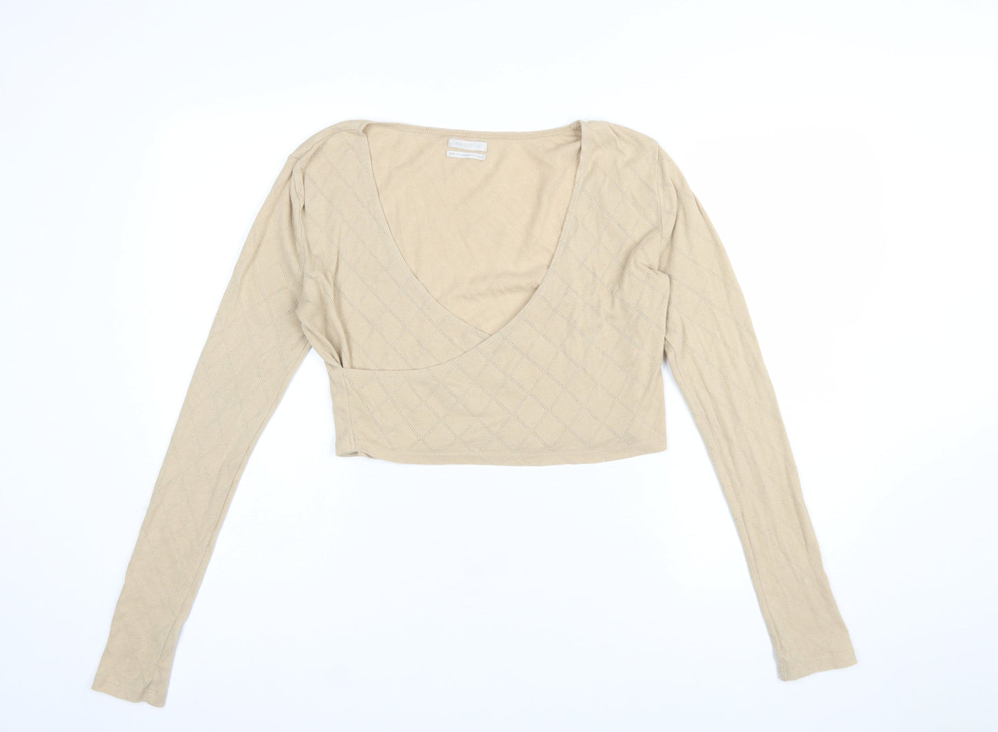 Urban Outfitters Women Beige V-Neck Knit Pullover Jumper Size M