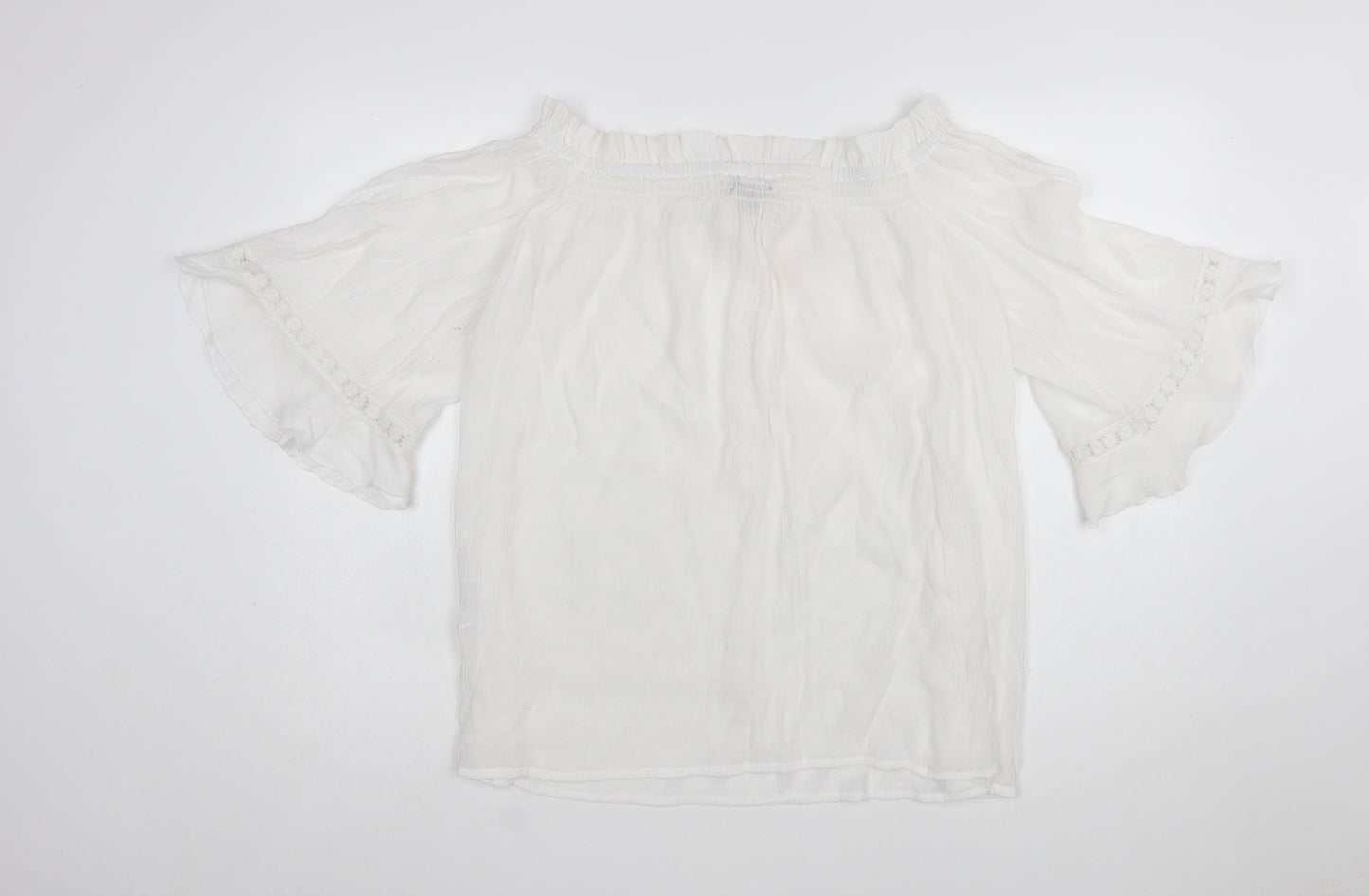 Blue Vanilla Women White Off Shoulder Cotton Peasant Blouse L