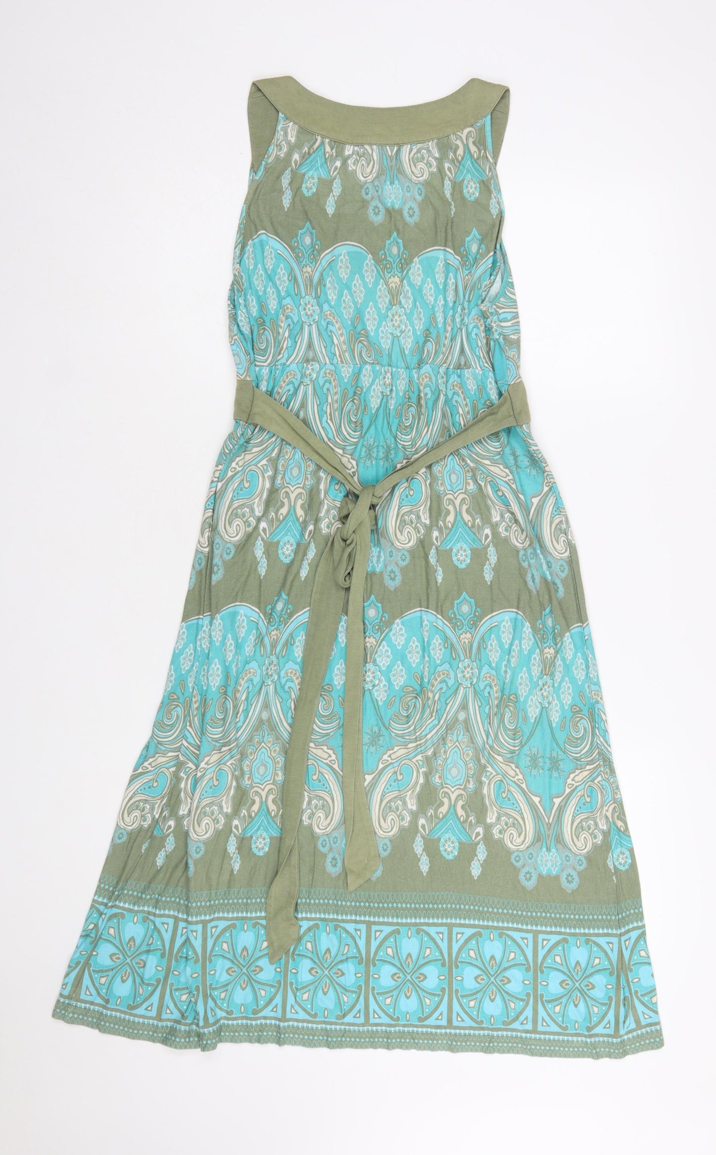 Monsoon Women’s Green Paisley Fit & Flare Sleeveless Dress Size 8