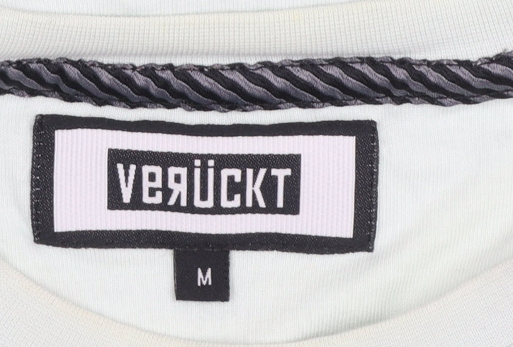 VERÜCKT Men's White USA Graphic Cotton T-Shirt Size M