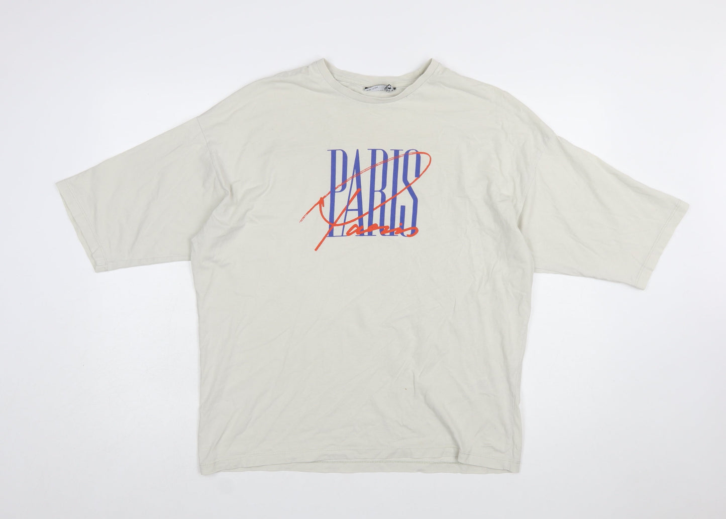 ASOS DESIGN Men’s Beige Paris Print Relaxed Fit T-Shirt XS