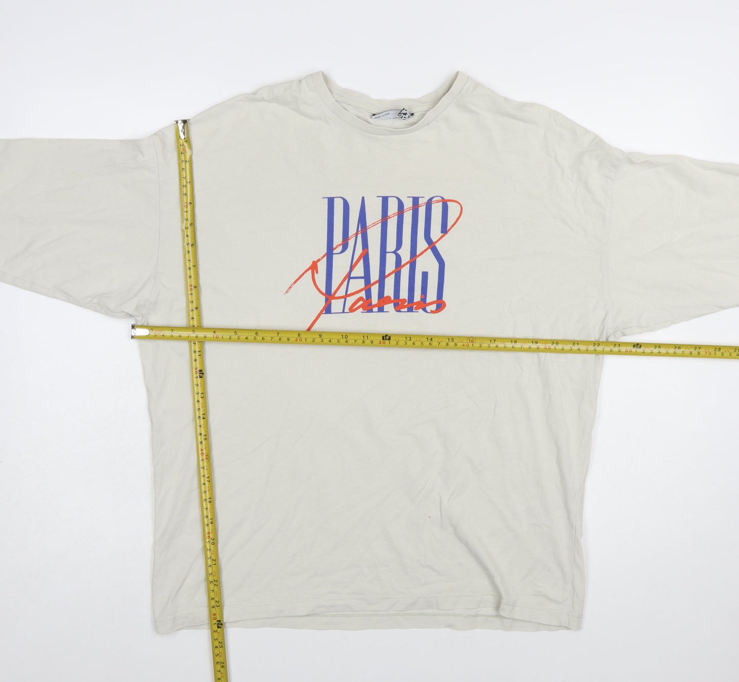 ASOS DESIGN Men’s Beige Paris Print Relaxed Fit T-Shirt XS