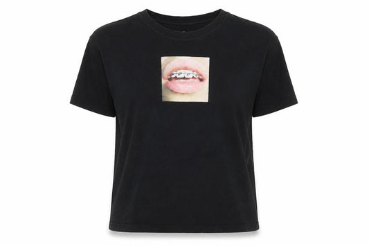 Nike Women’s Black Graphic Lips Print Cotton T-Shirt Size S