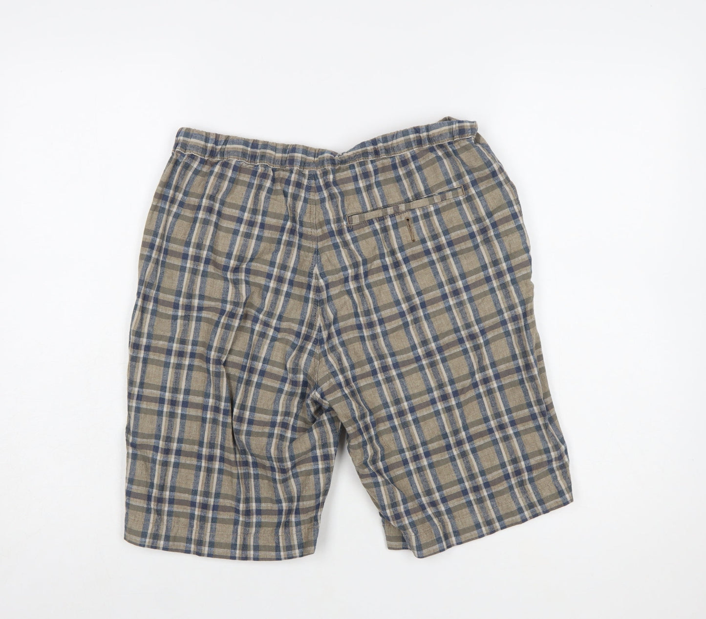 UNIQLO Men's Beige Check Linen Blend Chino Shorts Size S