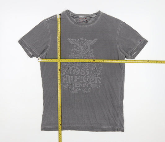Tommy Hilfiger Denim Men's Grey Small Graphic Cotton T-Shirt