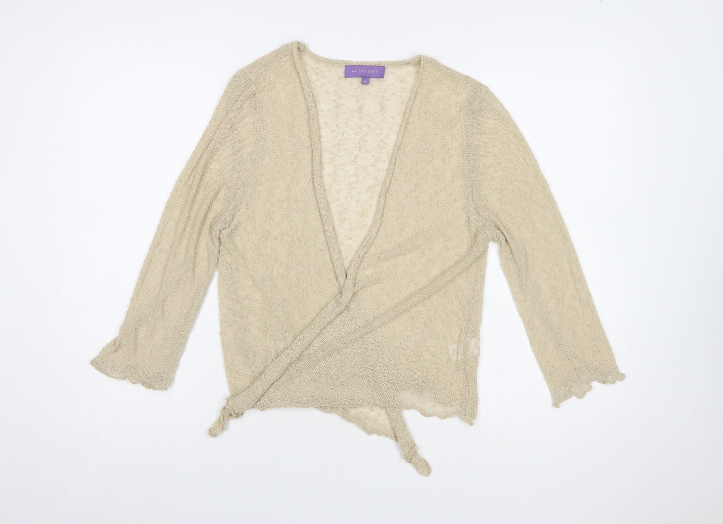 Autonomy Women's Beige Wrap Knit Cardigan Jumper S