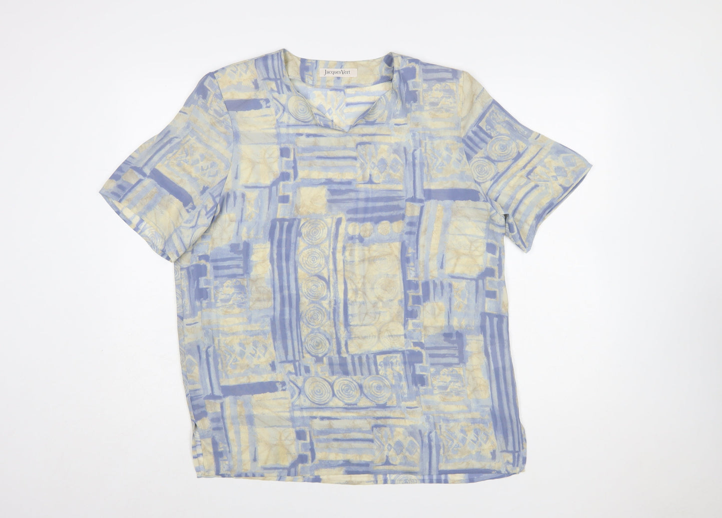Jacques Vert Womens Multicoloured Size 14 Polyester V-Neck Blouse
