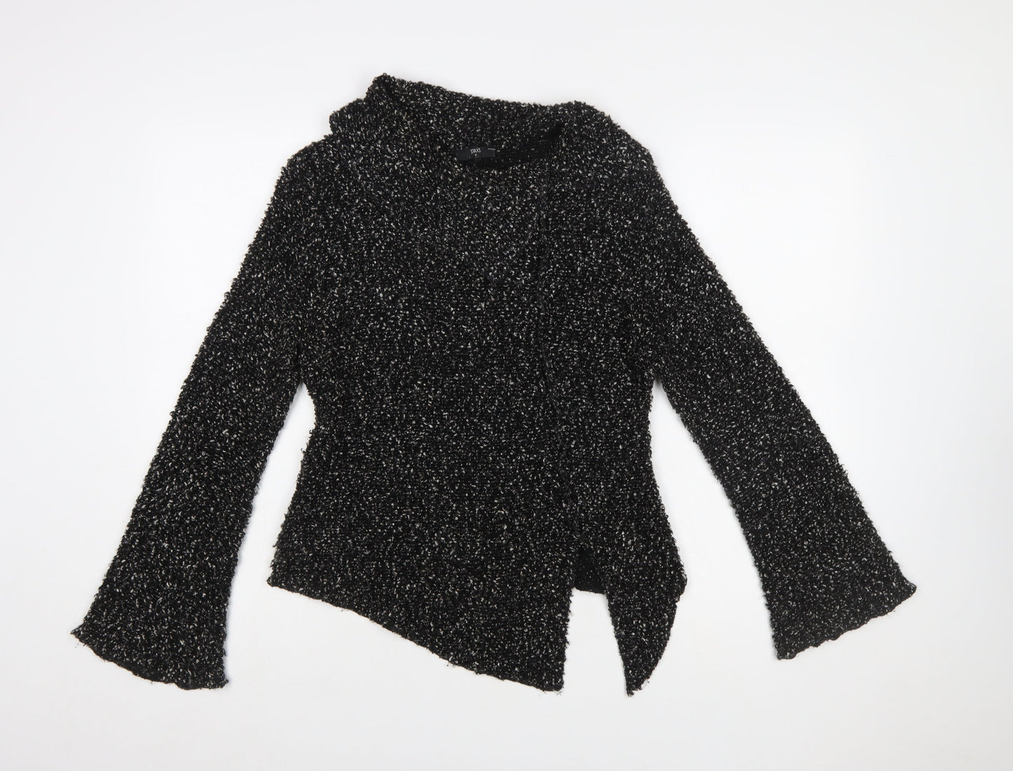 STAXS Womens Black Chunky-Knit High Neck Pullover Jumper Size 8