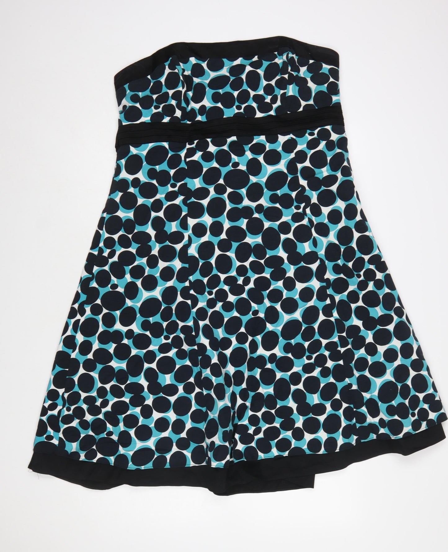 John Rocha Women’s Blue Polka Dot Strapless A-Line Dress Size 18
