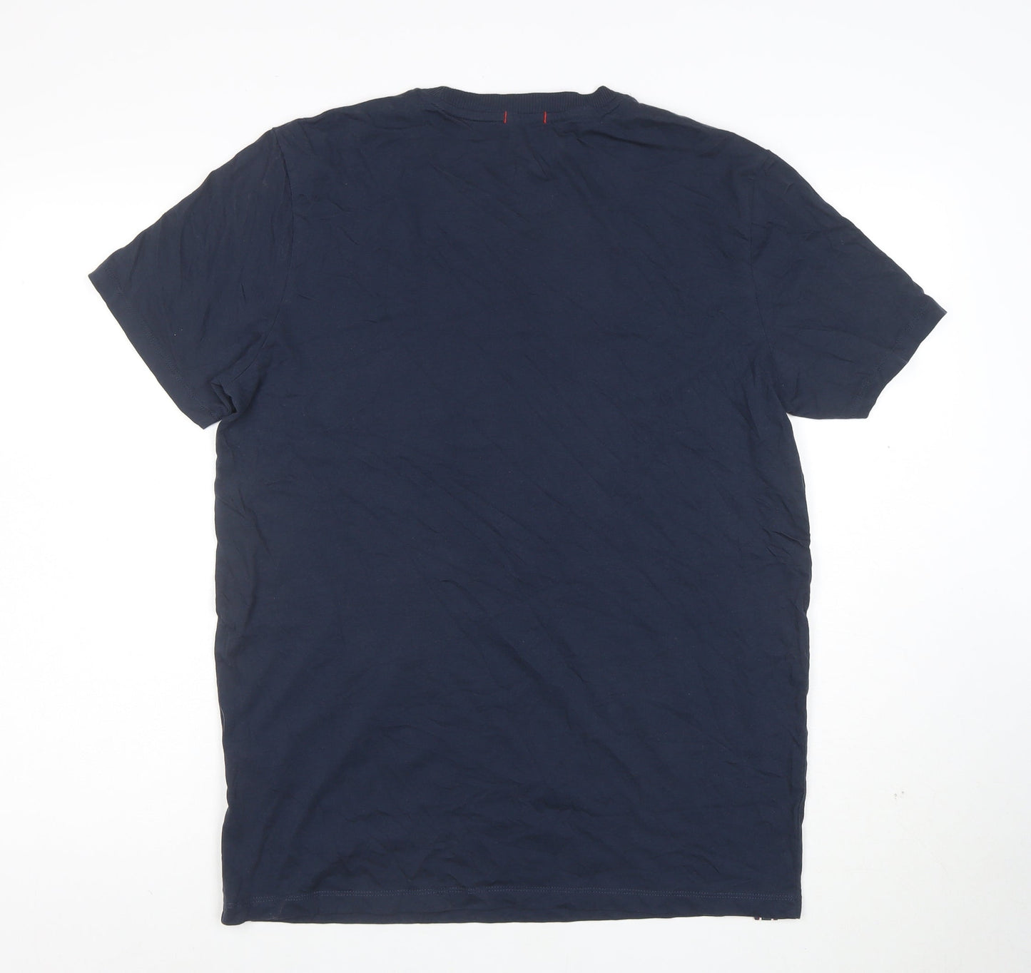 Jack & Jones Men's Blue Cotton Crew Neck Regular Fit T-Shirt Size L
