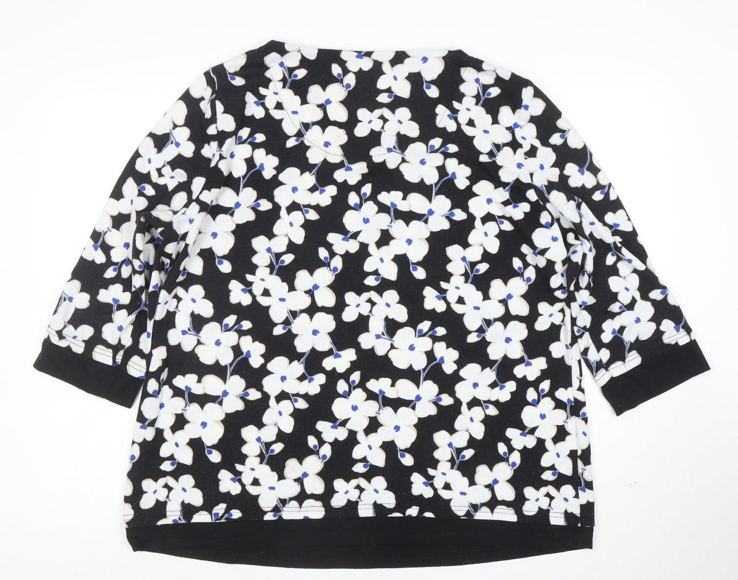 Bonmarché Women’s Black Floral 3/4 Sleeve Pullover Jumper Size 20