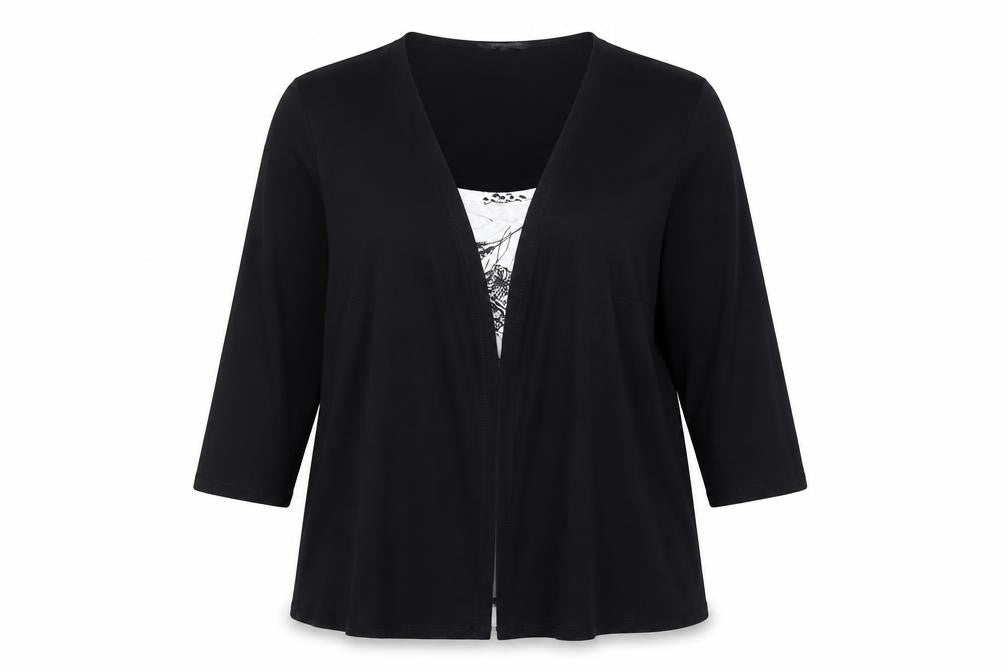 Bonmarché Women's Black Size 18 3/4 Sleeve Tunic Blouse
