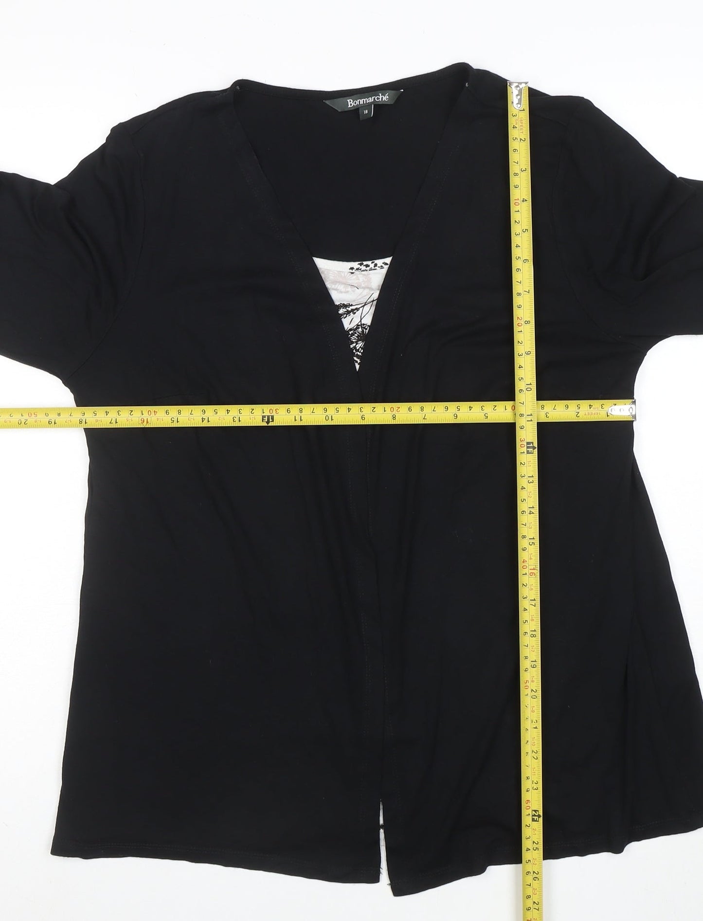Bonmarché Women's Black Size 18 3/4 Sleeve Tunic Blouse