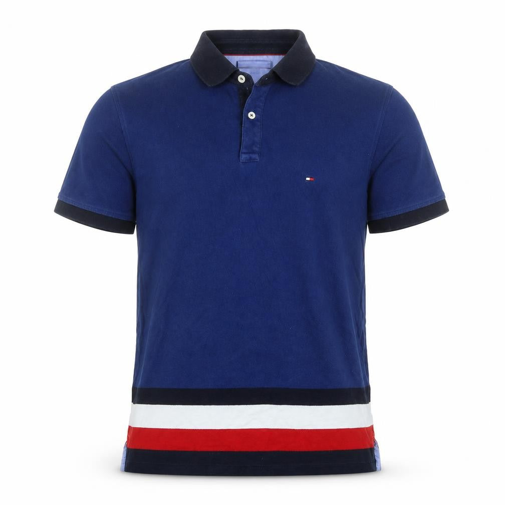 Tommy Hilfiger Men’s Blue Colourblock Cotton Polo Shirt Size M