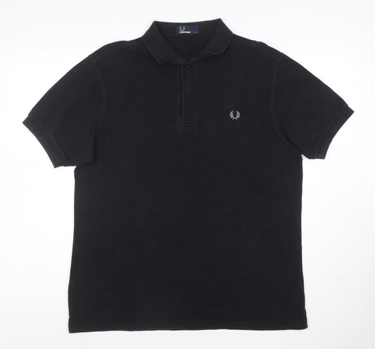 Fred Perry Men's Black Cotton Polo Shirt Size M Regular Fit