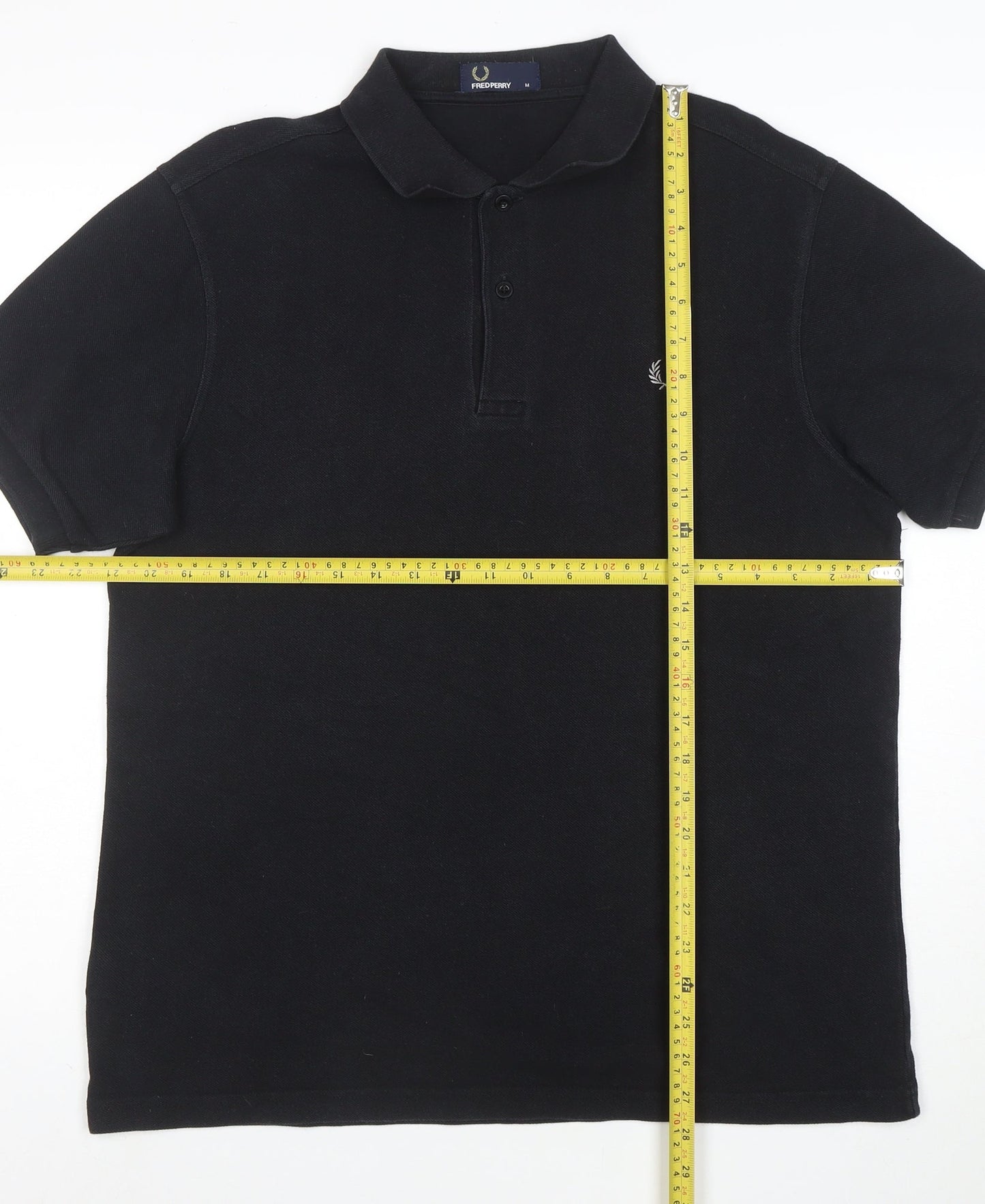 Fred Perry Men's Black Cotton Polo Shirt Size M Regular Fit