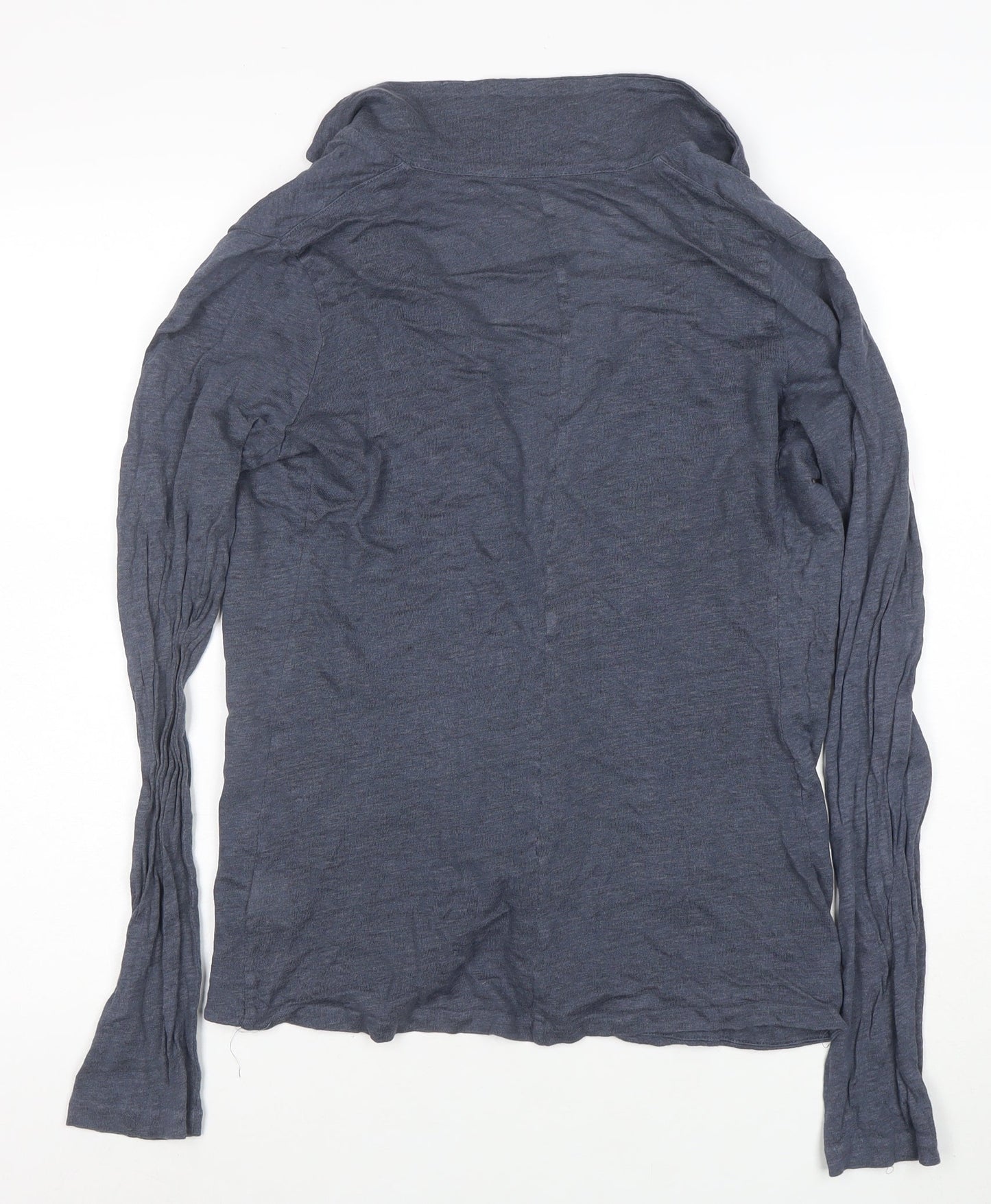 Majestic Filatures Womens Grey Linen Long Sleeve Open Cardigan L