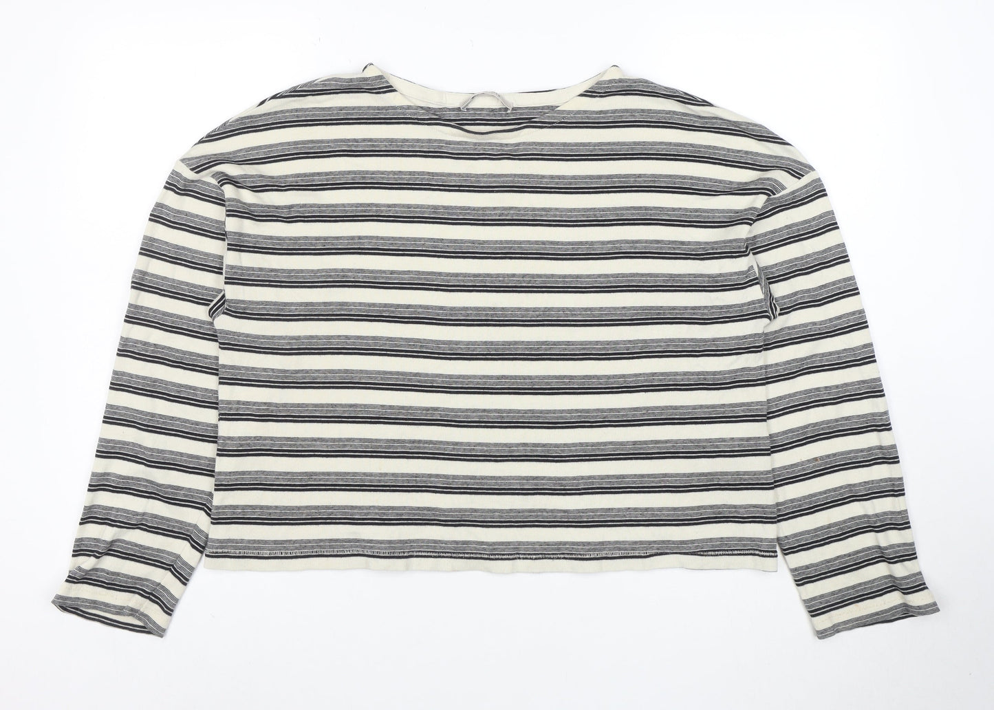 AllSaints Womens White Striped Long Sleeve Cotton T-Shirt Size M