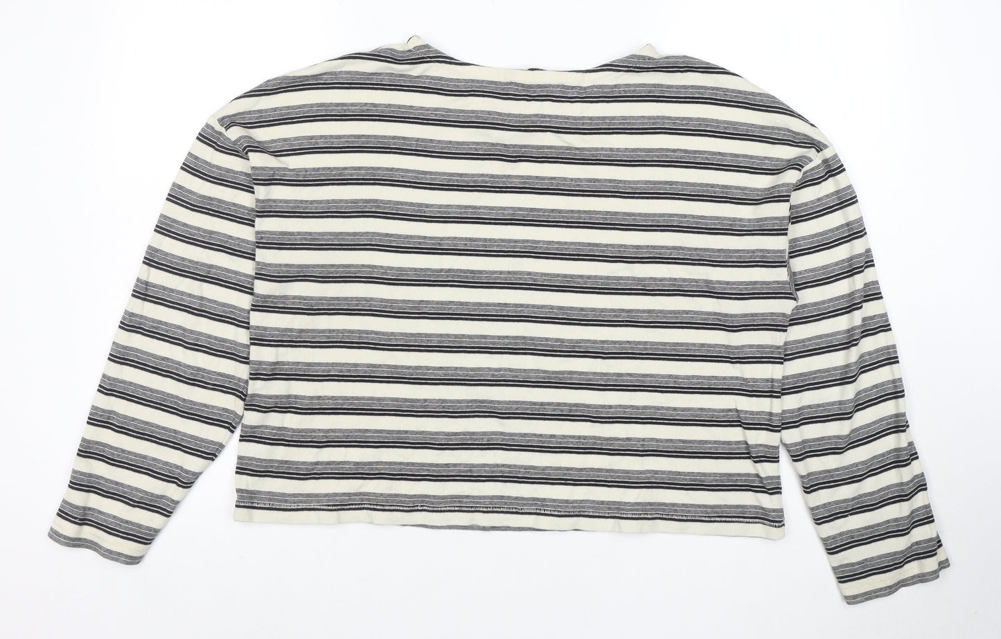 AllSaints Womens White Striped Long Sleeve Cotton T-Shirt Size M