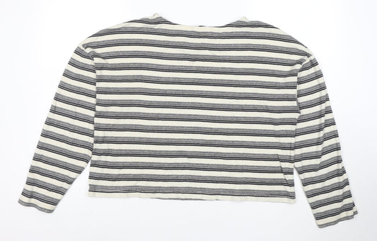 AllSaints Womens White Striped Long Sleeve Cotton T-Shirt Size M