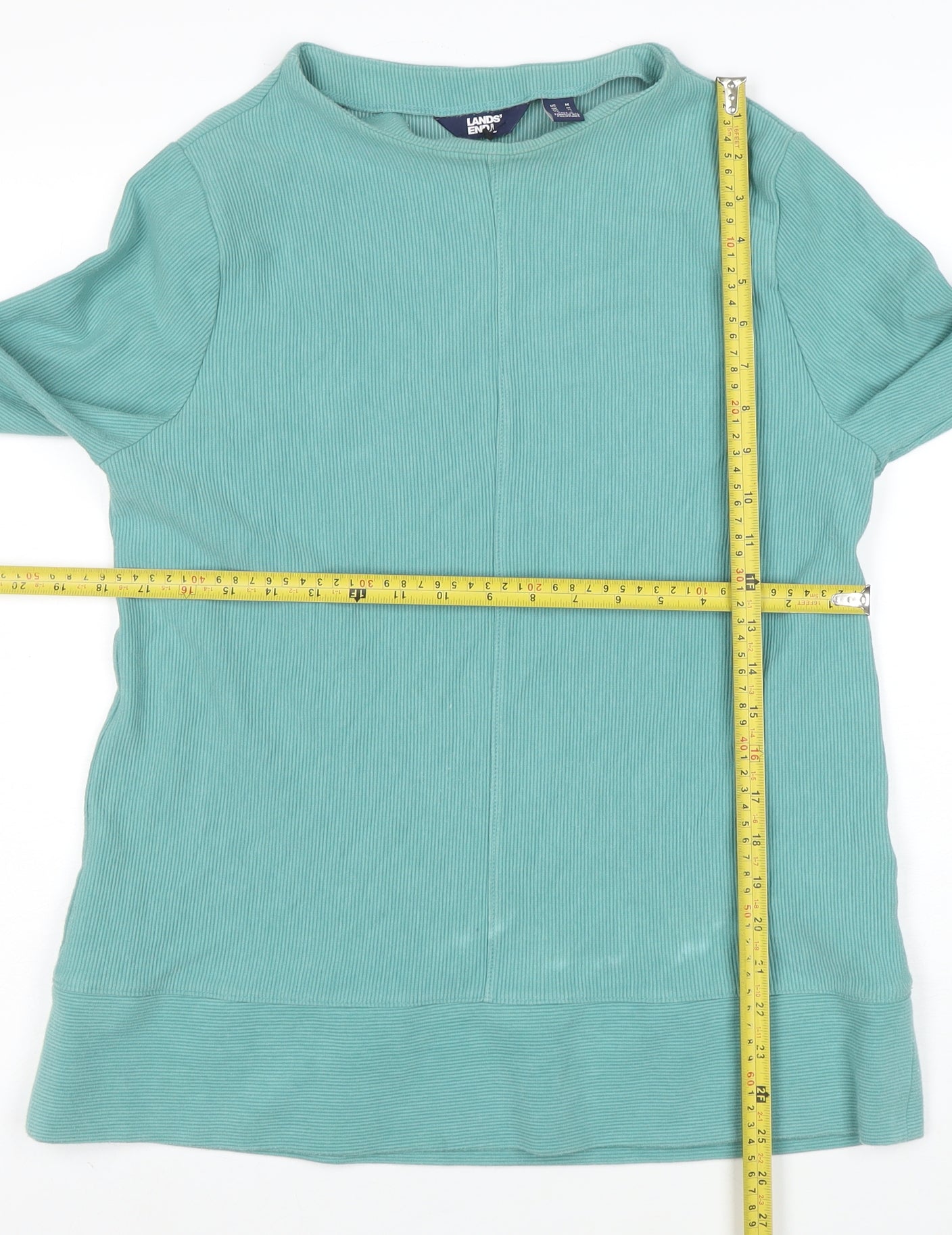 Lands' End Women Green M Pullover Long Sleeve Sweatshirt Cotton Blend