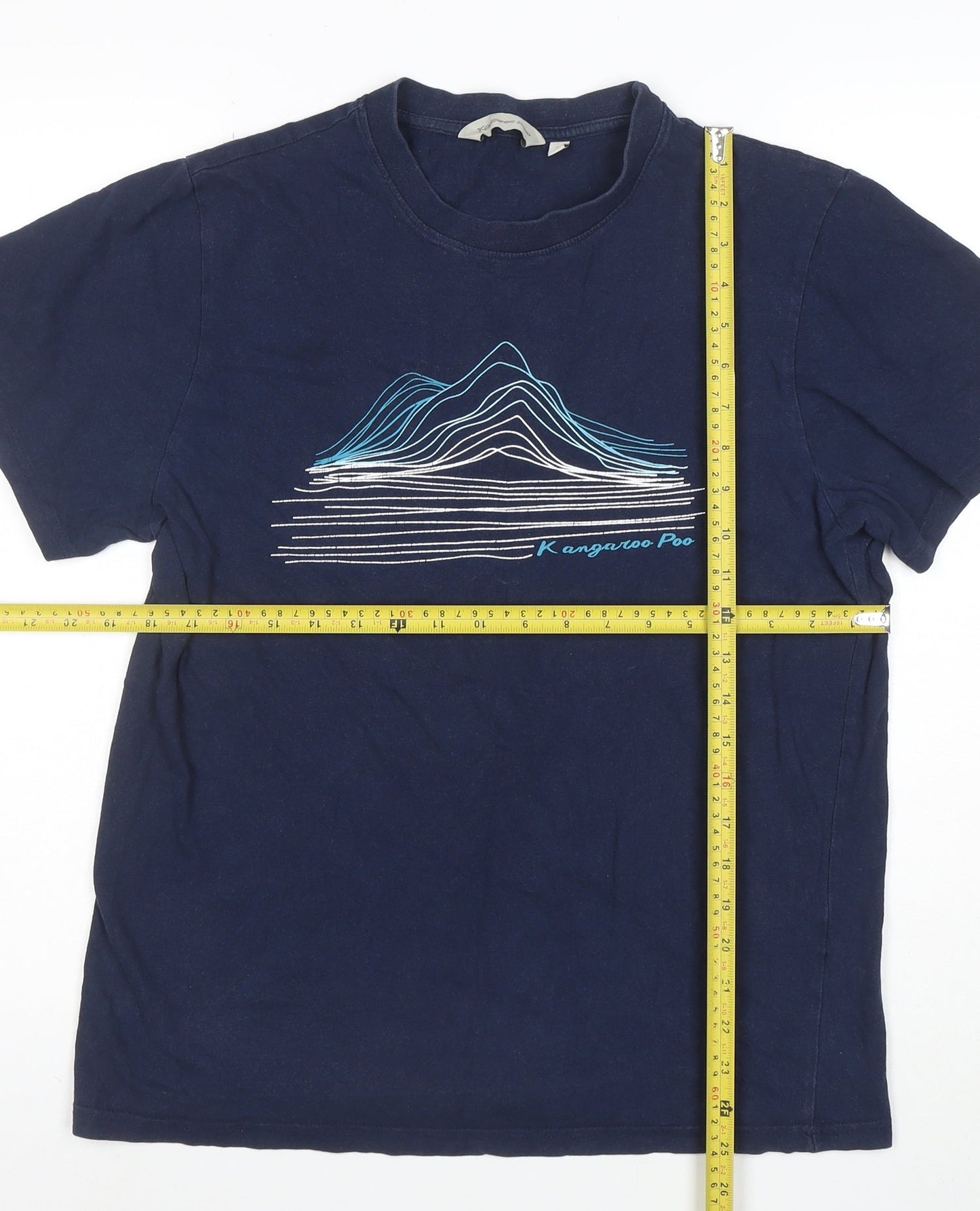 Kangaroo Poo Men's Blue Graphic Print Crew Neck T-Shirt Size S