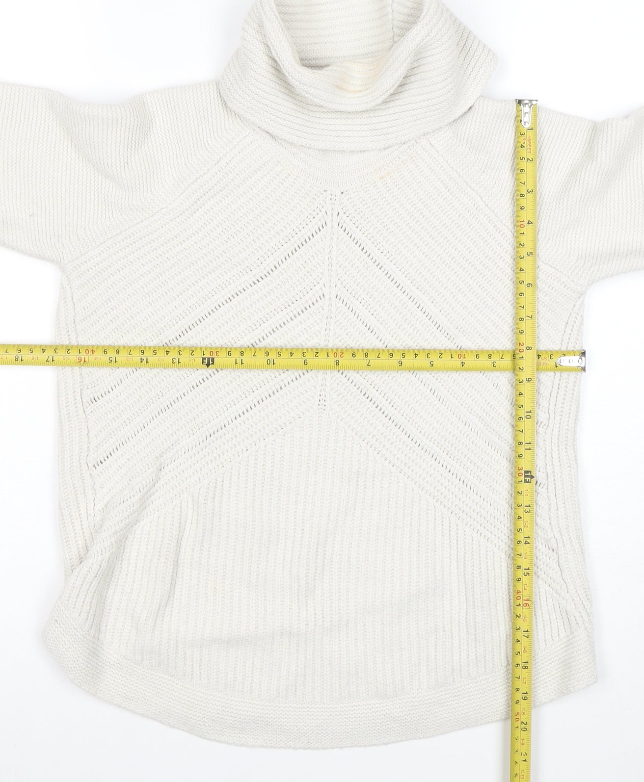 Noosnow Women's Ivory Roll Neck Chunky Knit Jumper Size S