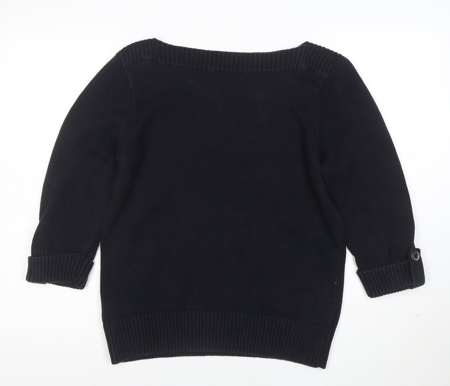 Marks and Spencer Women’s Black Cotton Boat Neck Pullover Jumper UK 18