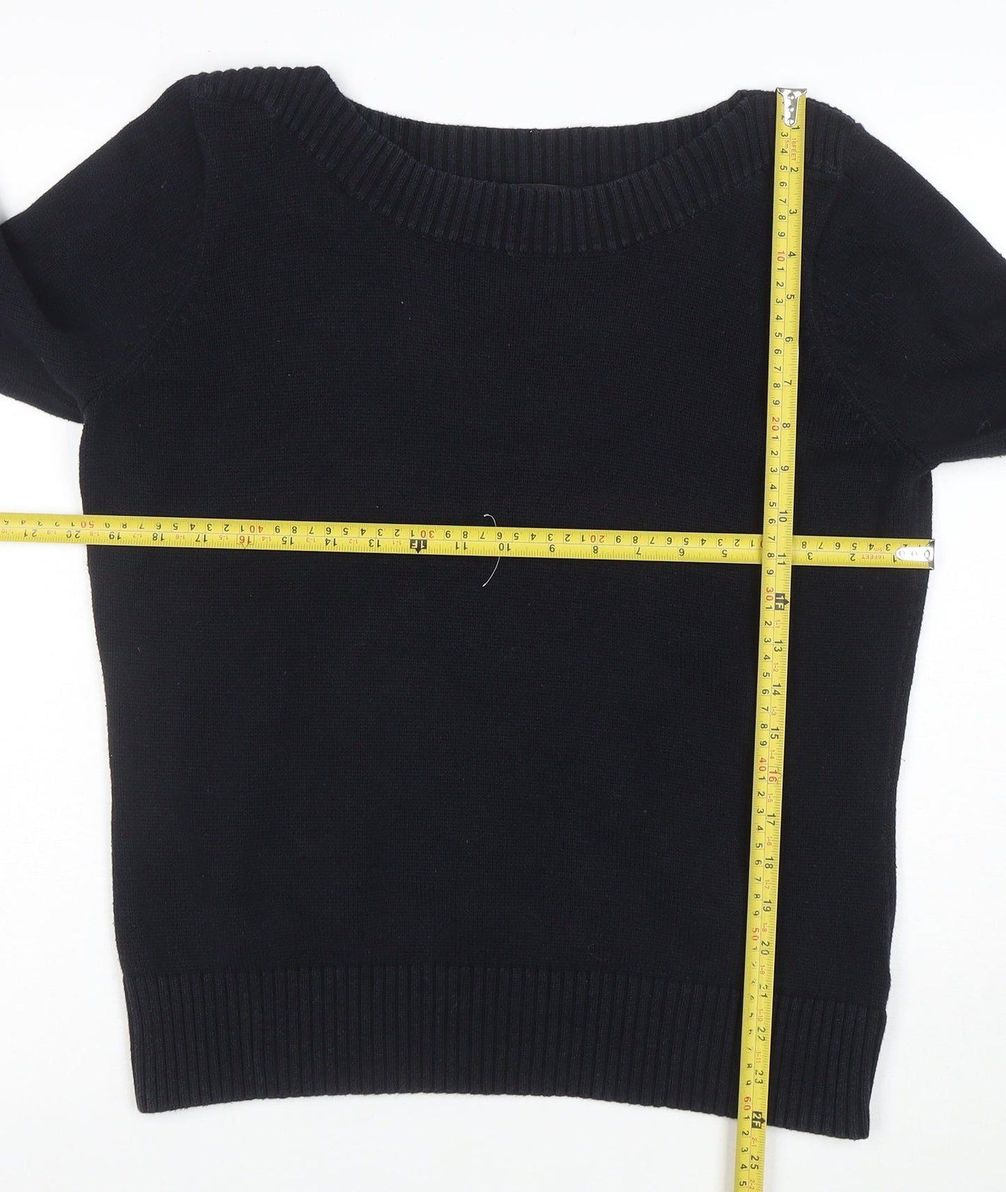 Marks and Spencer Women’s Black Cotton Boat Neck Pullover Jumper UK 18