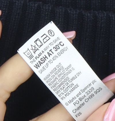 Marks and Spencer Women’s Black Cotton Boat Neck Pullover Jumper UK 18