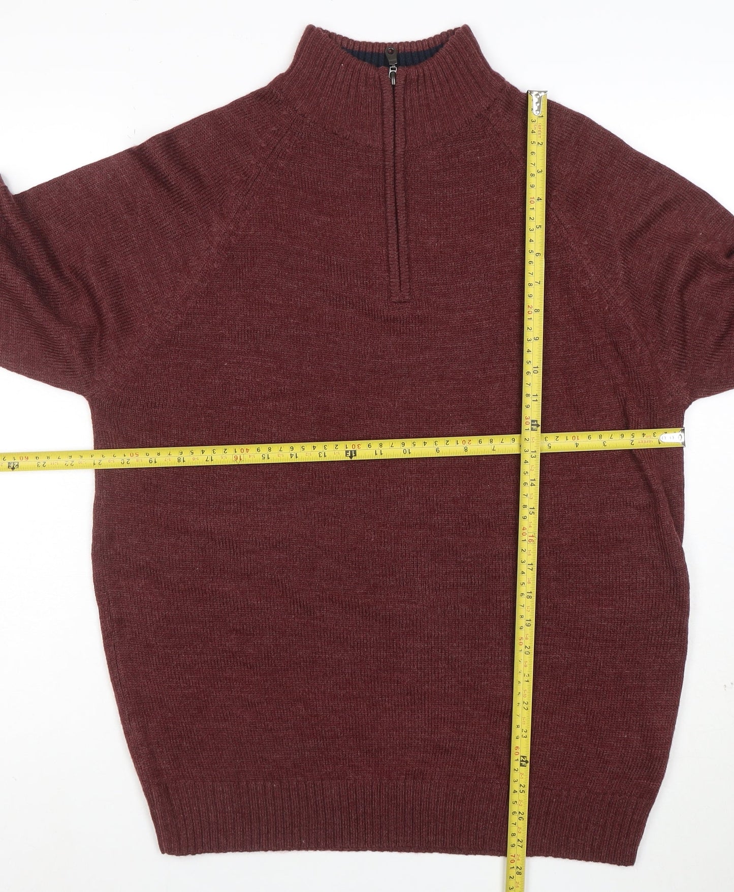 Essential Mø Men’s Brown 1/2 Zip High Neck Wool Blend Jumper Size L