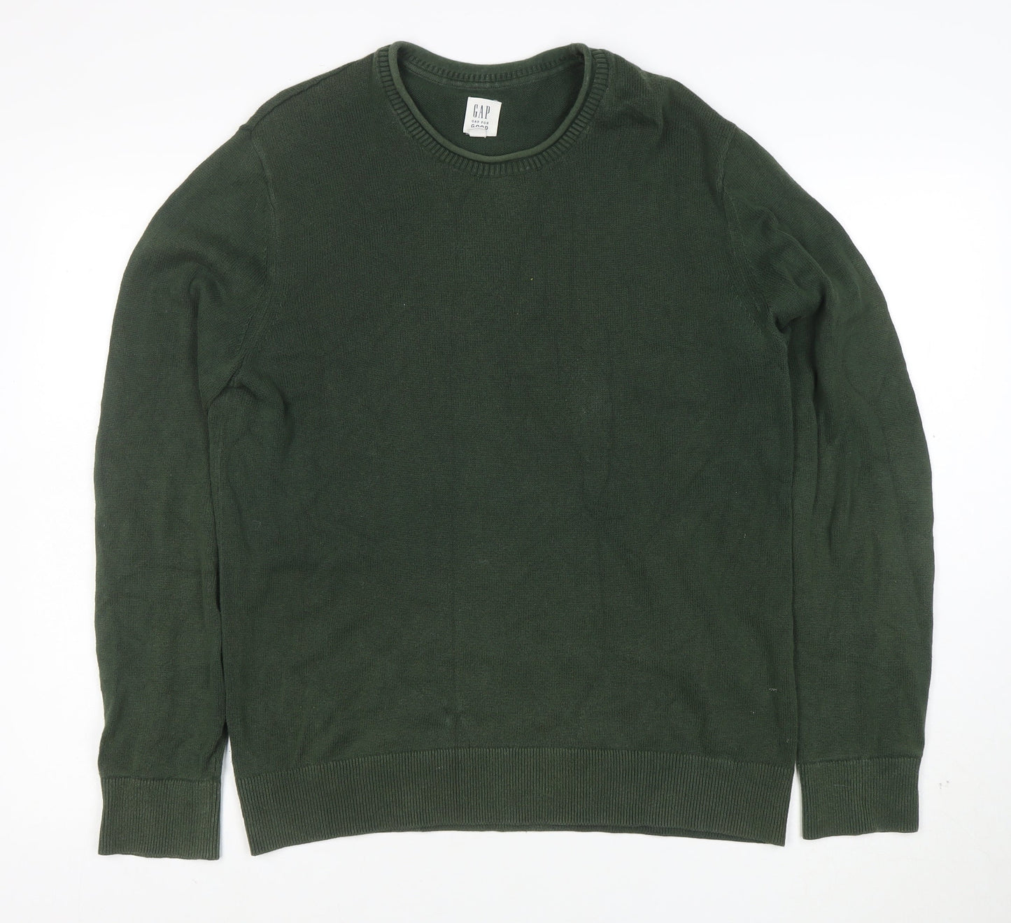 GAP Men's Green Cotton Crew Neck Pullover Jumper Size S